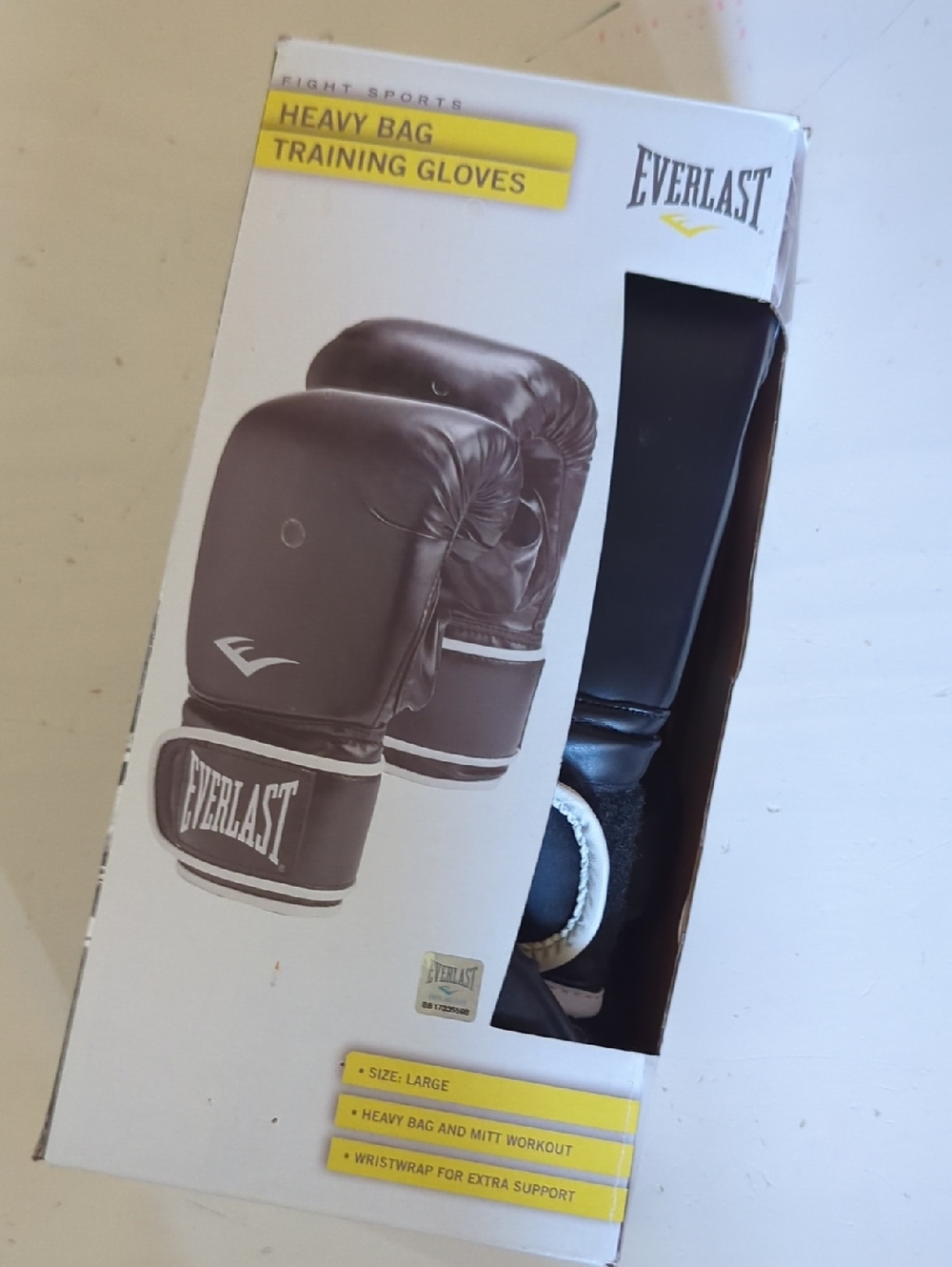 New Everlast Black and White Heavy Bag Training Gloves Large